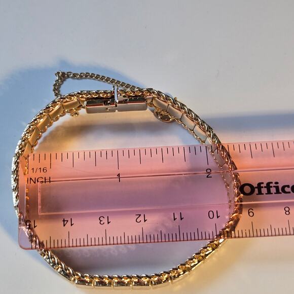 Vintage Diamond Cut Gold Toned Flex Box Link Edged Bracelet 7" - Picture 4 of 6